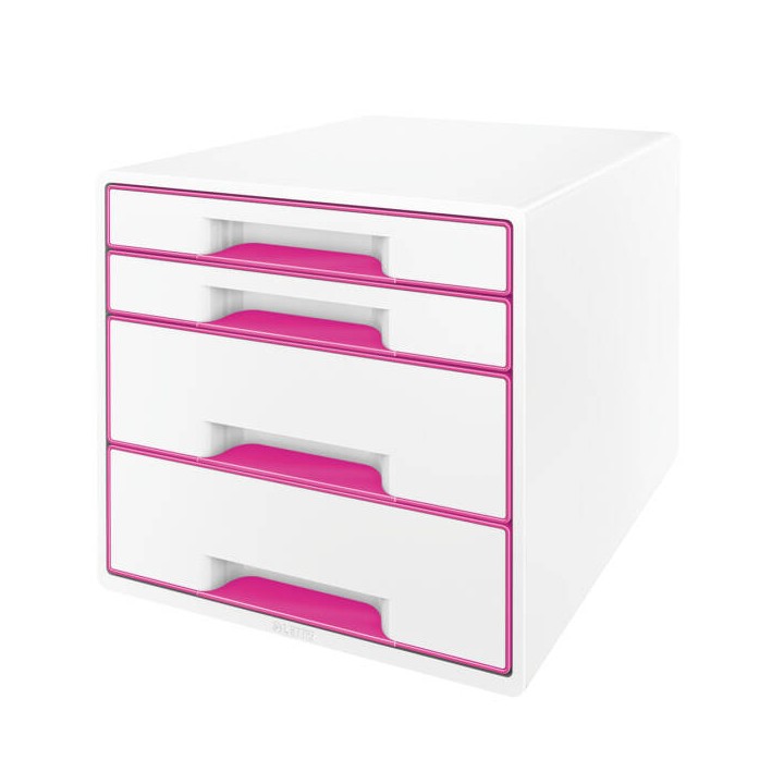 POJEMNIK Z SZUFLADAMI 287X363X270MM LEITZ WOW CUBE 52132023 RÓŻOWY 4 SZUFLADY
