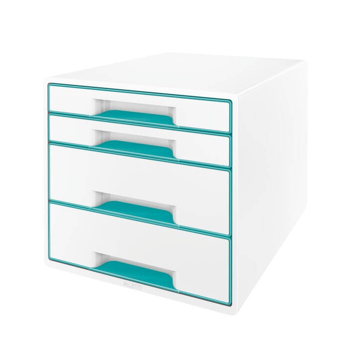 POJEMNIK Z SZUFLADAMI 287X363X270MM LEITZ WOW CUBE 52132051 TURKUSOWY 4 SZUFLADY