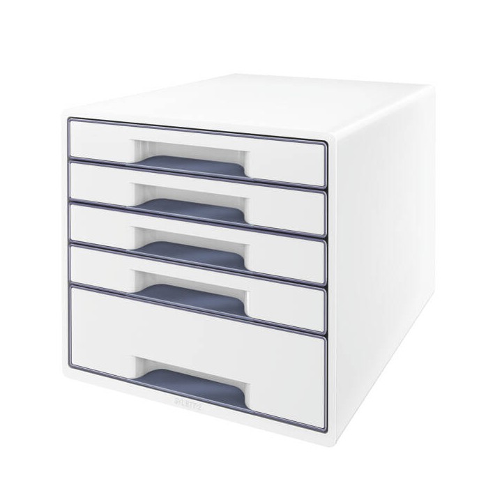 POJEMNIK Z SZUFLADAMI 287X363X270MM LEITZ WOW CUBE 52142001 BIAŁY 5 SZUFLAD