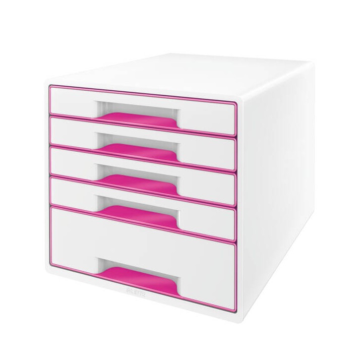 POJEMNIK Z SZUFLADAMI 287X363X270MM LEITZ WOW CUBE 52142023 RÓŻOWY 5 SZUFLAD