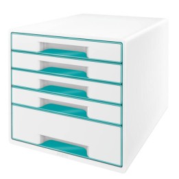 POJEMNIK Z SZUFLADAMI 287X363X270MM LEITZ WOW CUBE 52142051 TURKUSOWY 5 SZUFLAD