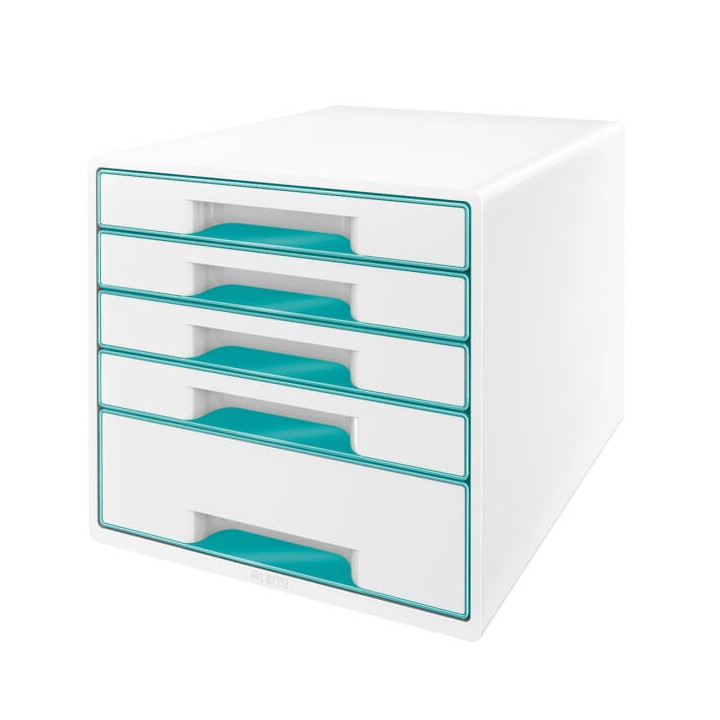 POJEMNIK Z SZUFLADAMI 287X363X270MM LEITZ WOW CUBE 52142051 TURKUSOWY 5 SZUFLAD