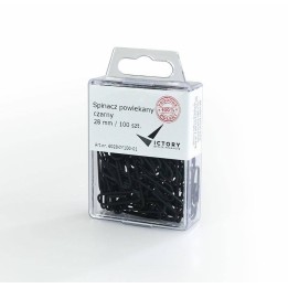 SPINACZE OKRĄGŁE 28MM VICTORY OFFICE PRODUCTS 6028KM100-01 CZARNE METALOWEPOWLEKANE W ZAWIESZANYM POJEMNIKU PLASTIKOWYM 100SZT