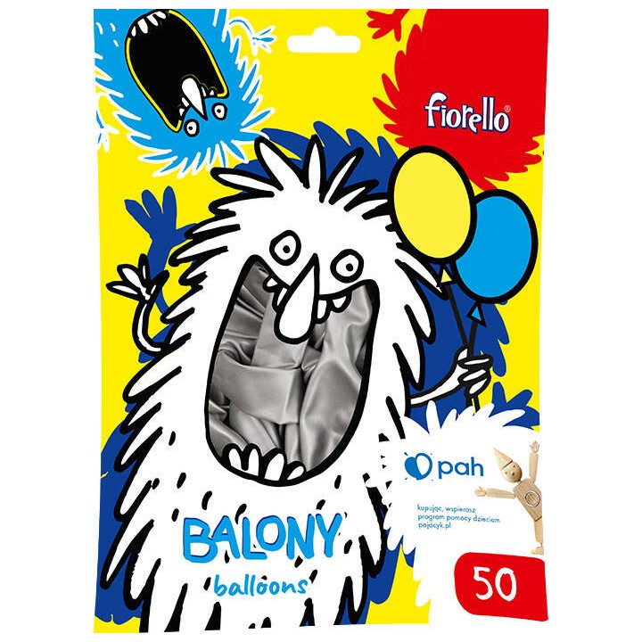 BALONY 10" FIORELLO 170-2631 MATALICZNY SREBRNY 50SZT