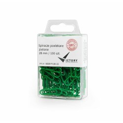 SPINACZE OKRĄGŁE 28MM VICTORY OFFICE PRODUCTS 6028KM100-15 ZIELONE METALOWEPOWLEKANE W ZAWIESZANYM POJEMNIKU PLASTIKOWYM 100SZT