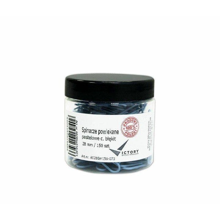 SPINACZE OKRĄGŁE 28MM VICTORY OFFICE PRODUCTS 6028SM150-073 PASTELOWE CIEMNONIEBIESKIE METALOWEPOWLEKANE W SŁOIKU MAŁYM 150SZT