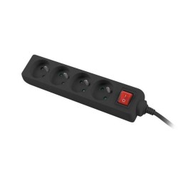 LANBERG LISTWA ZASILAJĄCA 1,5M, CZARNA, 4 GNIAZDA, Z WYŁĄCZNIKIEM, KABEL WYKONANY Z PEŁNEJ MIEDZI
