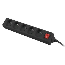 LANBERG LISTWA ZASILAJĄCA 1,5M, CZARNA, 5 GNIAZD, Z WYŁĄCZNIKIEM, KABEL WYKONANY Z PEŁNEJ MIEDZI