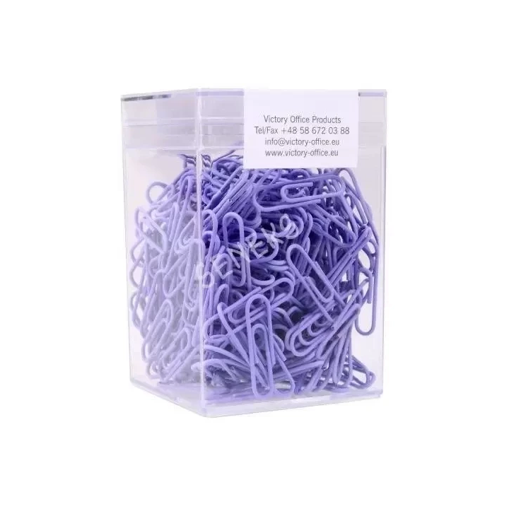 SPINACZE OKRĄGŁE 28MM VICTORY OFFICE PRODUCTS 60286H300-083 PASTELOWE CIEMNOFIOLETOWE METALOWE POWLEKANE W POJEMNIKU PLASTIKOWYM