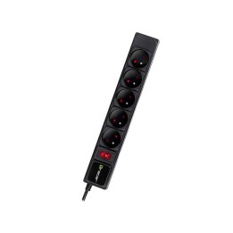 TRACER LISTWA ZASILAJĄCAPOWERGEAR 5M BLACK 5 GNIAZD