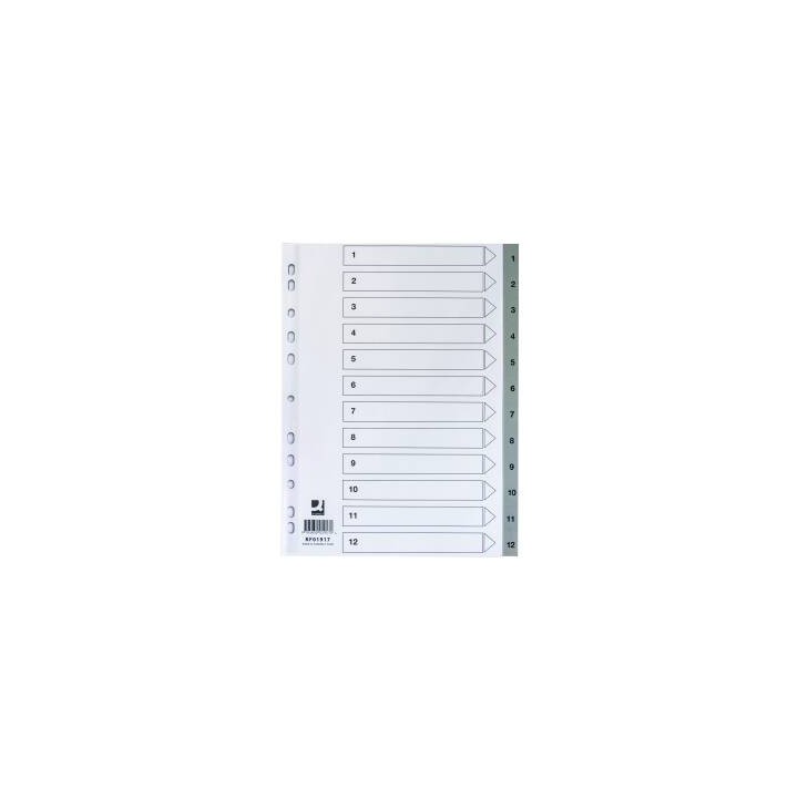 PRZEKŁADKI 1-12 A4 Q-CONNECT SZARE PP 12KART
