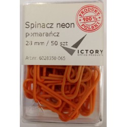 SPINACZE OKRĄGŁE 28MM VICTORY OFFICE PRODUCTS 6028350-065 NEONOWE POMARAŃCZOWE METALOWEPOWLEKANE W POJEMNIKU PLASTIKOWYM 50SZT