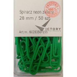 SPINACZE OKRĄGŁE 28MM VICTORY OFFICE PRODUCTS 6028350-155 NEONOWE ZIELONE METALOWEPOWLEKANE W POJEMNIKU PLASTIKOWYM 50SZT