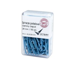 SPINACZE OKRĄGŁE 28MM VICTORY OFFICE PRODUCTS 6028350-073 PASTELOWE CIEMNONIEBIESKIE METALOWEPOWLEKANE W POJEMNIKU PLASTIKOWYM 5