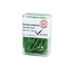 SPINACZE OKRĄGŁE 28MM VICTORY OFFICE PRODUCTS 6028350-151 PASTELOWE SELEDYNOWE METALOWEPOWLEKANE W POJEMNIKU PLASTIKOWYM 50SZT