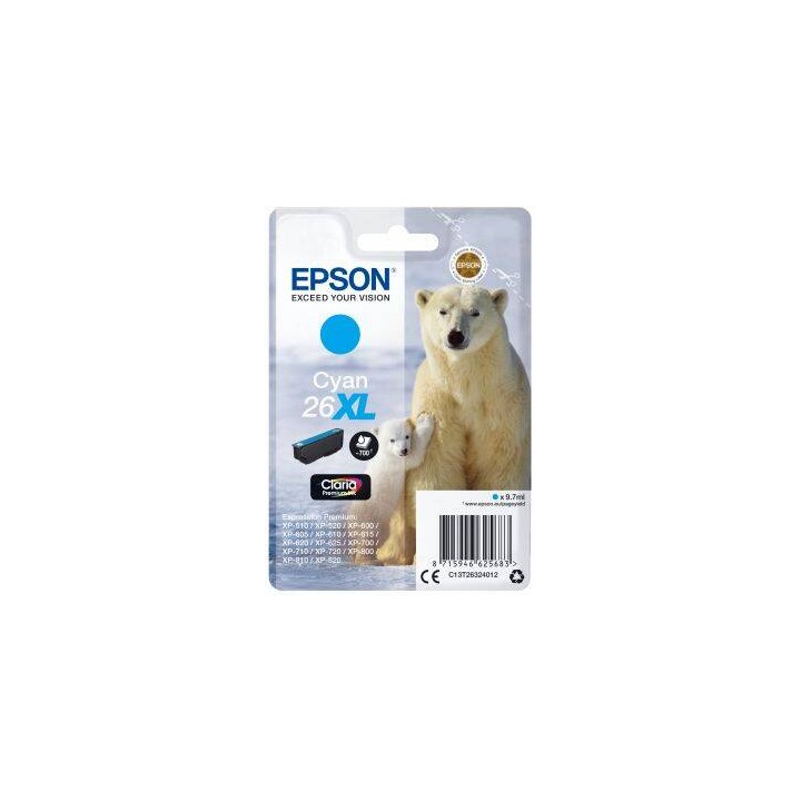 TUSZ ORYGINALNY EPSON T2632 C13T26324012 CYAN 2 ML PO TERMINIE