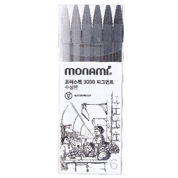 CIENKOPIS MONAMI PEN 3000 160-2432 6 ODC. SZAROŚCI 0.4MM 6SZT