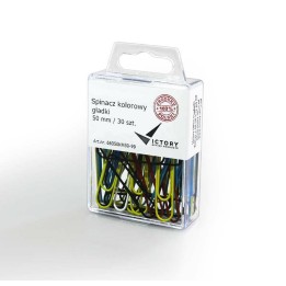 SPINACZE OKRĄGŁE 50MM VICTORY OFFICE PRODUCTS 66050KM30-99 MIX KOLORÓW METALOWEPOWLEKANE W ZAWIESZANYM POJEMNIKU PLASTIKOWYM 30S