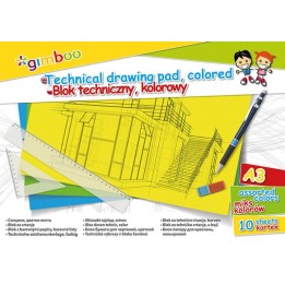 BLOK TECHNICZNY A3 GIMBOO KOLOROWY 10KART
