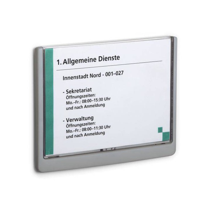 TABLICZKA INFORMACYJNA 210X148.5MM DURABLE CLICK SIGN 486637 GRAFITOWA Z WYSOKIEJ JAKOŚCI PLASTIKU