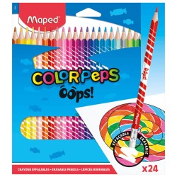 KREDKI MAPED COLORPEPS OOPS ŚCIERALNE Z GUMKĄ TRÓJKĄTNE 24 SZT