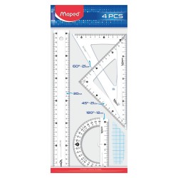 ZESTAW MAPED START MAXI 4 ELEM. LINIJKA 30 CM, 2 EKIERKI, KĄTOMIERZ TOREBKA