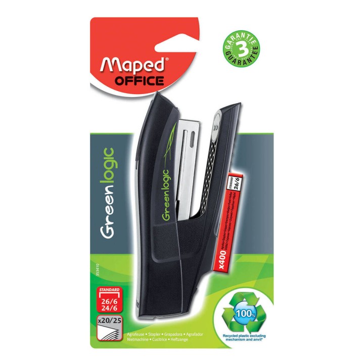 ZSZYWACZ MAPED GREENLOGIC KRÓTKI MAGAZYNEK + ZSZYWKI 26/6. BLISTER