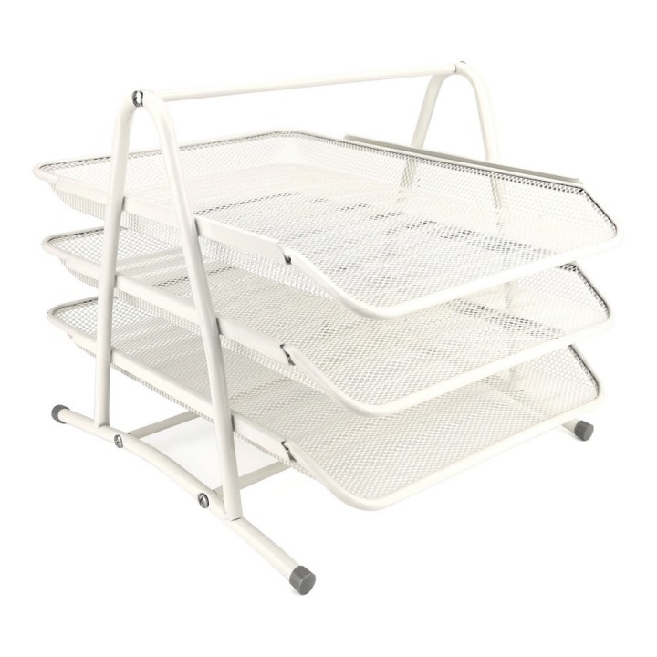 SZUFLADA NA DOKUMENTY 297X275X350MM LEVIATAN 3 SZUFLADY PERŁOWA METALOWA SIATKA