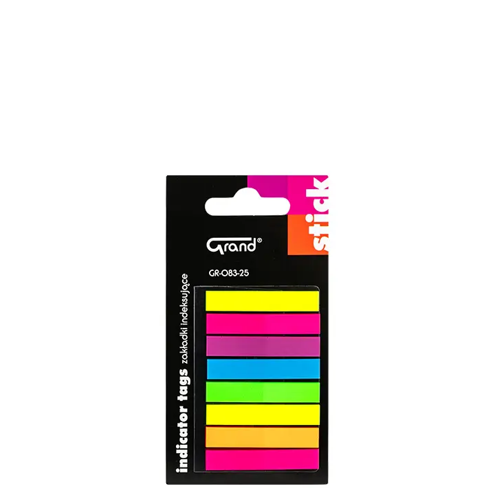 ZAKŁADKI INDEKSUJĄCE FOLIOWE 45X7MM GRAND GR-083-25 150-1476 MIX*8 8X25SZT