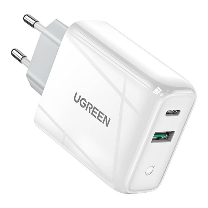 Ładowarka sieciowa UGREEN CD170 36W USB-C USB-A (biała)