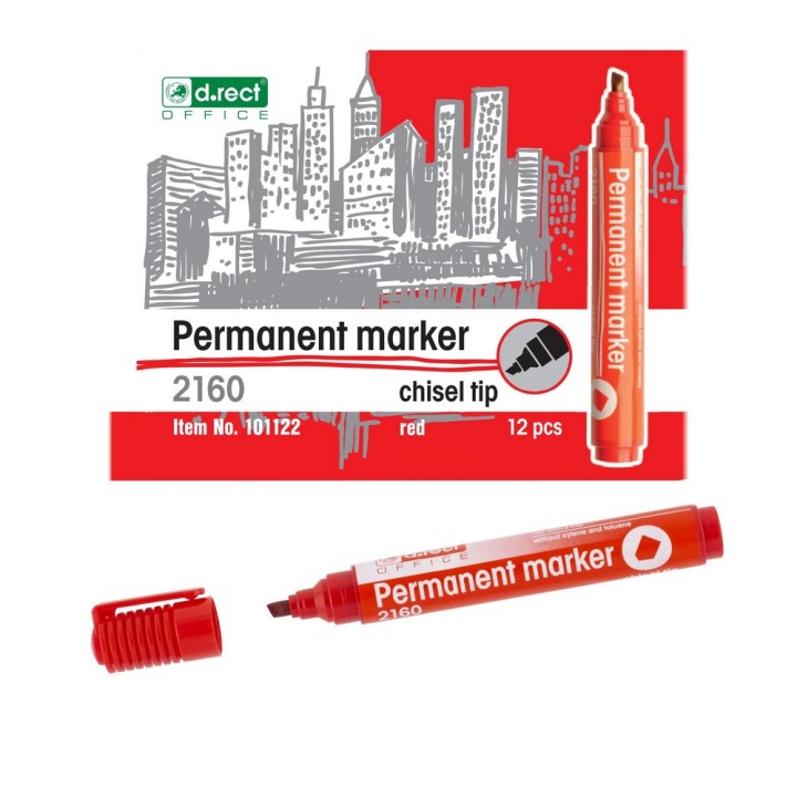 MARKER PERMANENTNY D.RECT 2160 CZERWONY ŚCIĘTA 1-5MM