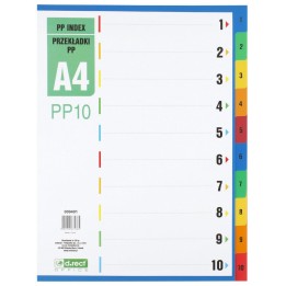 PRZEKŁADKI 1-10 A4 D.RECT MIX KOLORÓW PP 10KART