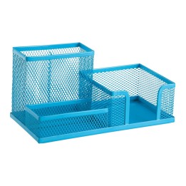 PRZYBORNIK NA BIURKO 205X103X98MM LEVIATAN NIEBIESKI METALOWA SIATKA