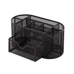 PRZYBORNIK NA BIURKO 238X114X110MM D.RECT CZARNY METALOWA SIATKA