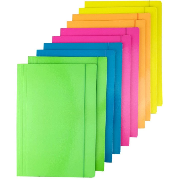TECZKA Z GUMKĄ A4 D.RECT MIX KOLORÓW FLUO 350G 10SZT(5X2SZT)
