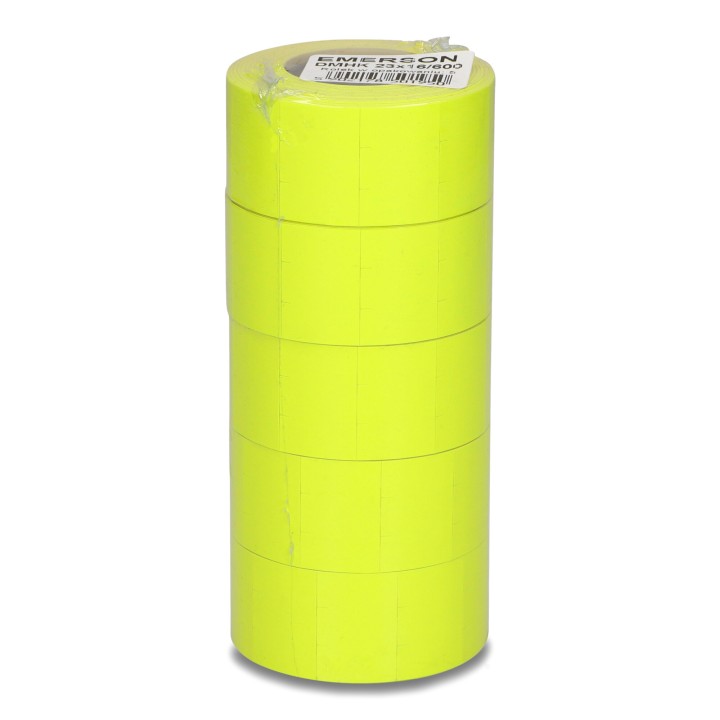 ETYKIETY SAMOPRZYLEPNE 23X16MM DO METKOWNIC EMERSON ŻÓŁTE 5 ROLEK*600SZT