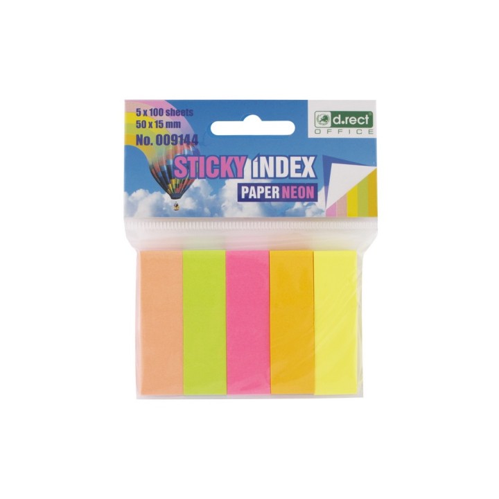 ZAKŁADKI INDEKSUJĄCE PAPIEROWE 15X50MM D.RECT MIX KOLORÓW 5X100SZT