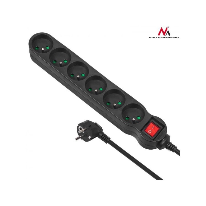MACLEAN LISTWA ZASILAJĄCA 6G 5M MCE188 2300W CZARNA