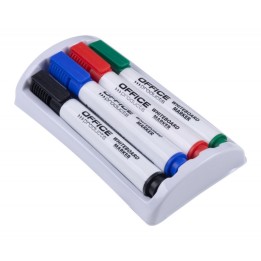 MARKERY SUCHOŚCIERALNE OFFICE PRODUCTS MIX*4 OKRĄGŁA 1-3MM 4SZT+GĄBKA