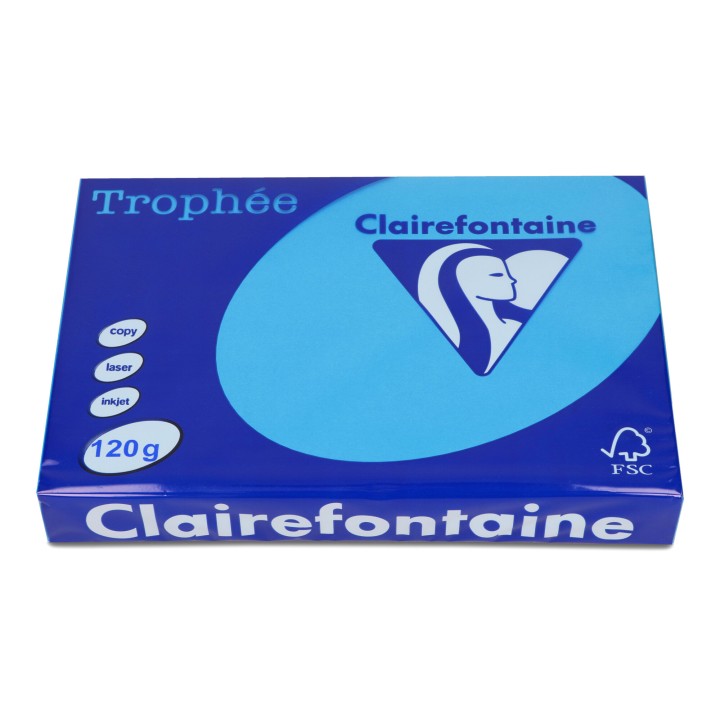 PAPIER KSERO KOLOR A4 TROPHEE 1291PC BŁĘKIT KARAIBSKI 120G 250 ARK