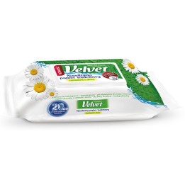 PAPIER TOALETOWY NAWILŻANY VELVET RUMIANEK & ALOES BIAŁY 48 SZT