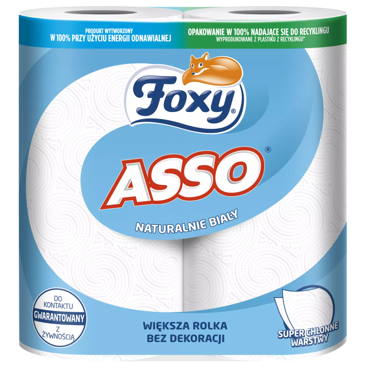 RĘCZNIK PAPIEROWY DWUWARSTWOWY CELULOZOWY FOXY ASSO BIAŁY 52 LISTKI 2 SZT