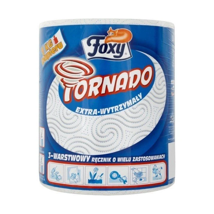 RĘCZNIK PAPIEROWY TRZYWARSTWOWY CELULOZOWY FOXY TORNADO BIAŁY 350 LISTKÓW