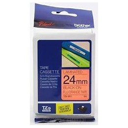 TASIEMKA ORYGINALNA CZARNY/FLUO POMARAŃCZOWE BROTHER TZEB51 24MM X 5 M