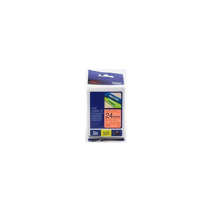 TASIEMKA ORYGINALNA CZARNY/FLUO POMARAŃCZOWE BROTHER TZEB51 24MM X 5 M