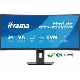 IIYAMA MONITOR 34 CALI XCB3497WQSNP-B1 VA,UWQHD,1500R,USB-CDOCK,KVM,95W, 2XHDMI, 1XDP, RJ45,2X5W,21:9 /5Y/