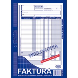 DRUK AKCYDENSOWY FA DLA PROWADZĄCYCH SPRZEDAŻ W CENACH NETTO A4 MICHALCZYK I PROKOP WIELOKOPIA 80 KART.