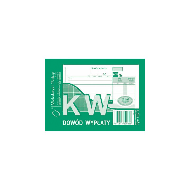 DRUK AKCYDENSOWY KW KASA WYPŁACI A6 MICHALCZYK I PROKOP WIELOKOPIA 80 KART.