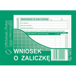 DRUK AKCYDENSOWY WNIOSEK O ZALICZKĘ A6 MICHALCZYK I PROKOP WIELOKOPIA 80 KART.