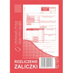 DRUK AKCYDENSOWY ROZLICZENIE ZALICZKI A6 MICHALCZYK I PROKOP WIELOKOPIA 80 KART.